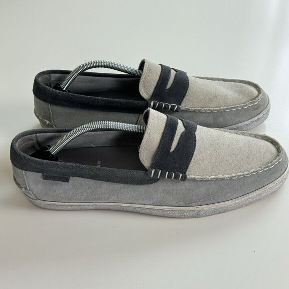 Cole Haan Grand OS Mens Pinch Weekender Penny Loafer Shoes Gray Blue Suede 12M - Picture 3 of 15